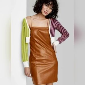 Women's Sleeveless Faux Leather Bodycon Dress Copper XL - Wild Fable